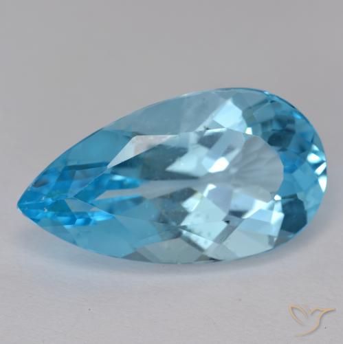13.99ct Naturale Blu svizzero Topazio, Forma a pera, VS-SI
