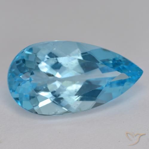 Topazio Blu svizzero naturale da 13.99 ct, Forma a pera, VS-SI