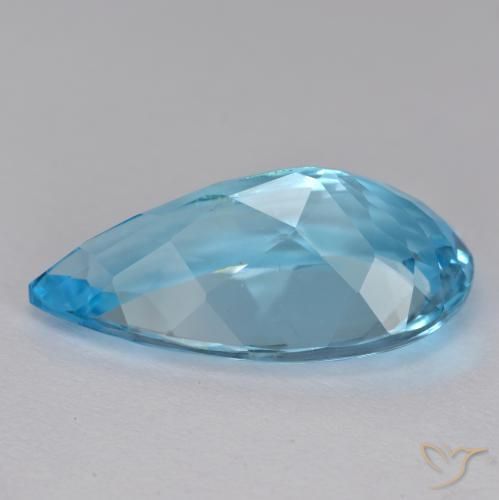 Topazio Blu svizzero naturale da 13.99 ct, Forma a pera, VS-SI