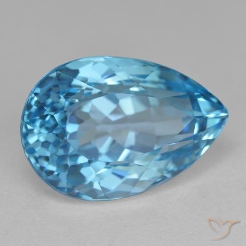 Topazio Blu svizzero naturale da 15.71 ct, Forma a pera, VVS-VS