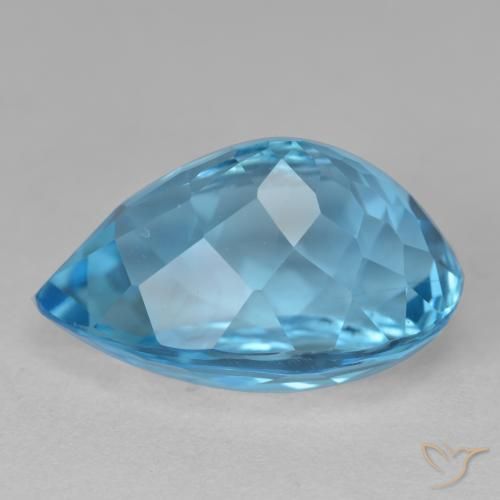 Topazio Blu svizzero naturale da 15.71 ct, Forma a pera, VVS-VS
