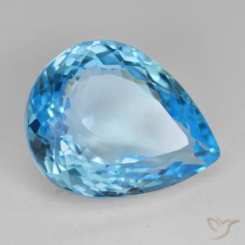 Topazio Blu svizzero naturale da 19.07 ct, Forma a pera, VVS-VS