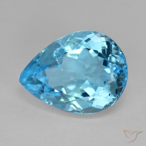 14.54ct Naturale Blu svizzero Topazio, Forma a pera, VS-SI