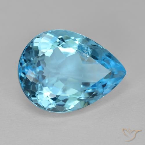 Topazio Blu svizzero naturale da 14.54 ct, Forma a pera, VS-SI