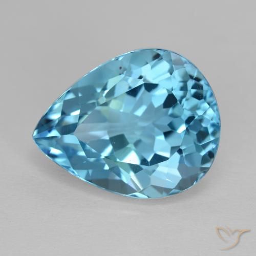 14.30ct Naturale Blu svizzero Topazio, Forma a pera, VVS-VS