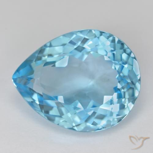 16.84ct Naturale Celeste Topazio, Forma a pera, VVS-VS