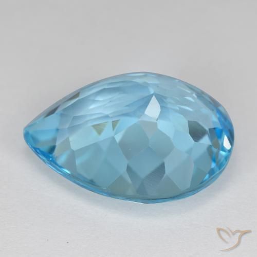 Topazio Celeste naturale da 16.84 ct, Forma a pera, VVS-VS