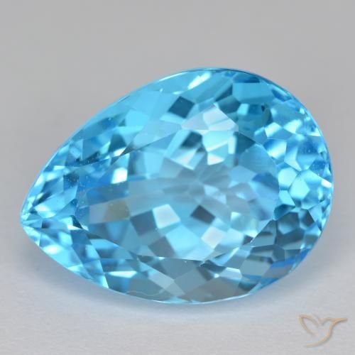 17.71ct Naturale Blu svizzero Topazio, Forma a pera, VVS-VS