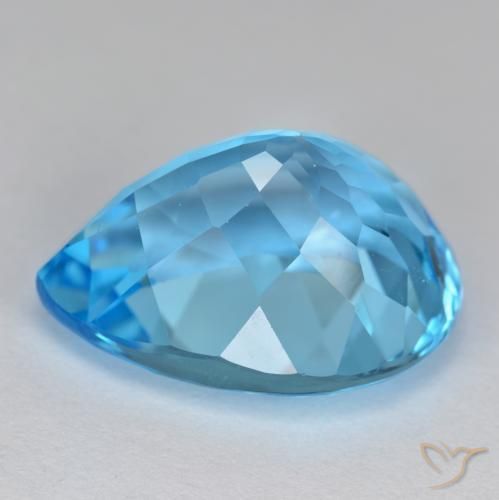 Topazio Blu svizzero naturale da 17.71 ct, Forma a pera, VVS-VS