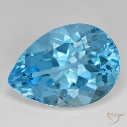 18.96ct Naturale Blu svizzero Topazio, Forma a pera, VVS-VS