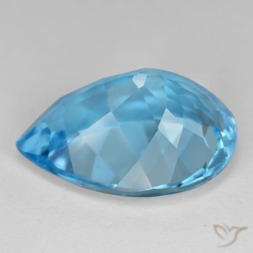 Topazio Blu svizzero naturale da 18.96 ct, Forma a pera, VVS-VS