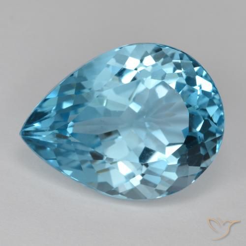 18.47ct Naturale Blu svizzero Topazio, Forma a pera, VVS-VS