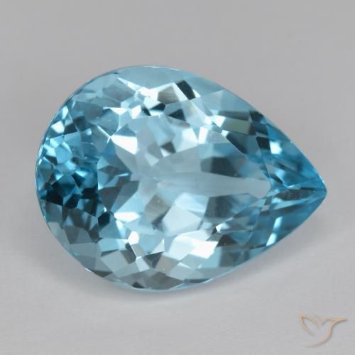 Topazio Blu svizzero naturale da 18.47 ct, Forma a pera, VVS-VS