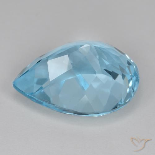 Topazio Blu svizzero naturale da 18.47 ct, Forma a pera, VVS-VS