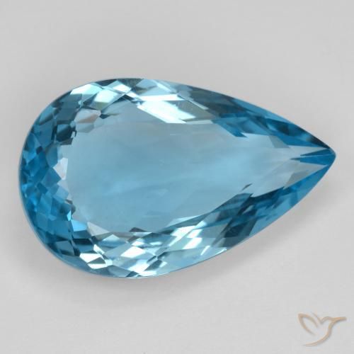 Topazio Blu svizzero naturale da 16.70 ct, Forma a pera, VVS-VS