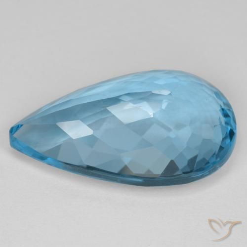 Topazio Blu svizzero naturale da 16.70 ct, Forma a pera, VVS-VS