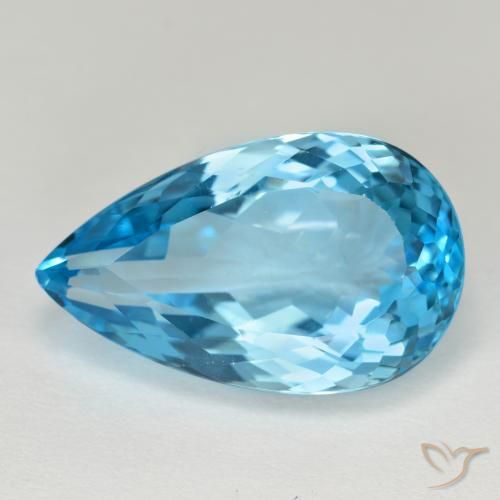 Topazio naturale blu da 15,94 ct, taglio a pera, VVS-VS