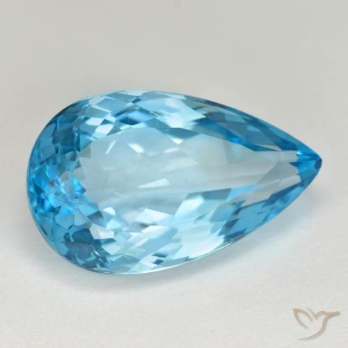Topazio naturale blu da 15,94 ct, taglio a pera, VVS-VS