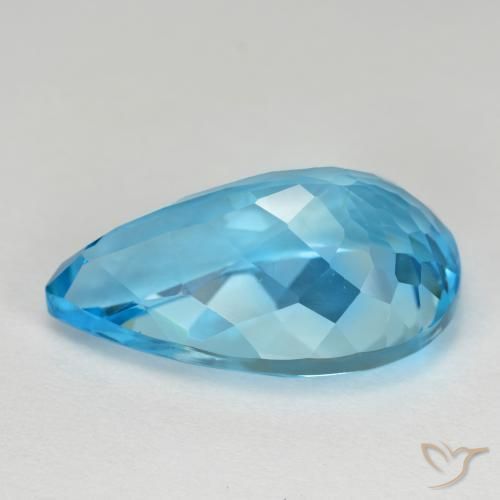Topazio naturale blu da 15,94 ct, taglio a pera, VVS-VS