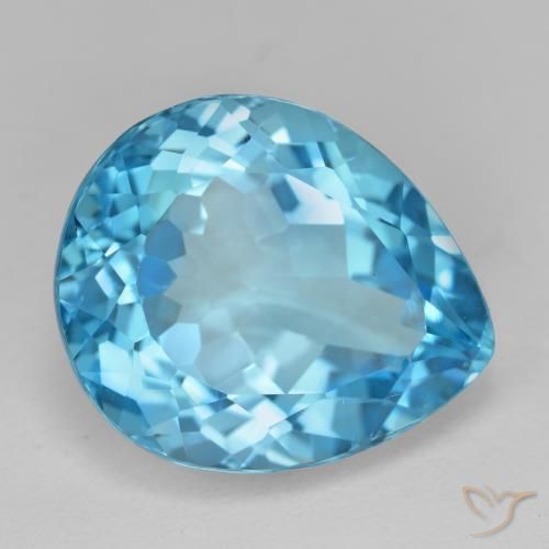 Topazio Blu svizzero naturale da 18.72 ct, Forma a pera, VVS-VS