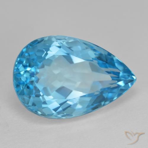 Topazio Blu svizzero naturale da 16.77 ct, Forma a pera, VVS