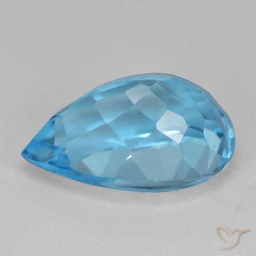 Topazio Blu svizzero naturale da 16.77 ct, Forma a pera, VVS
