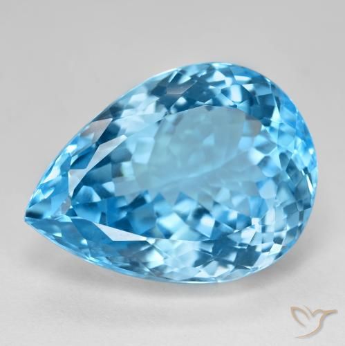 Topazio naturale blu da 26,91 ct, taglio a pera, VVS-VS