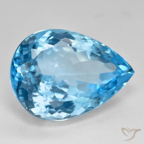 Topazio naturale blu da 26,91 ct, taglio a pera, VVS-VS