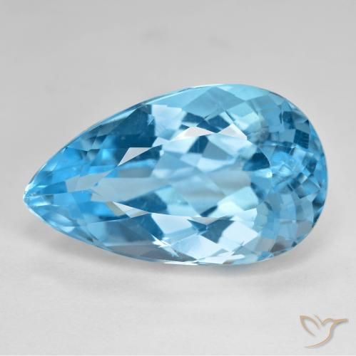 21.44ct Naturale Blu svizzero Topazio, Forma a pera, VS
