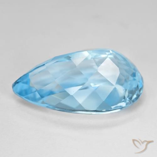 Topazio Blu svizzero naturale da 21.44 ct, Forma a pera, VS