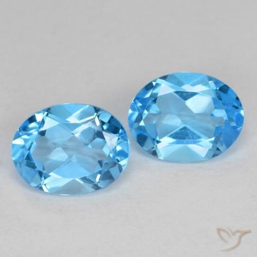 Gemme di Topazio Blu svizzero naturale da 4.67 ct, Ovale, VS