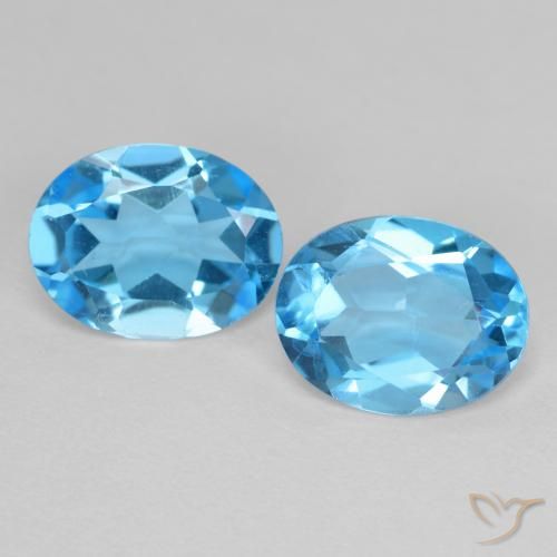 Gemme di Topazio Celeste naturale da 3.85 ct, Ovale, VS
