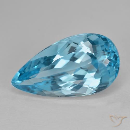 15.43ct Naturale Blu svizzero Topazio, Forma a pera, VVS-VS