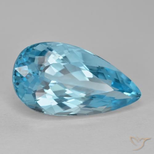 Topazio Blu svizzero naturale da 15.43 ct, Forma a pera, VVS-VS