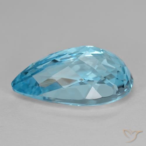 Topazio Blu svizzero naturale da 15.43 ct, Forma a pera, VVS-VS