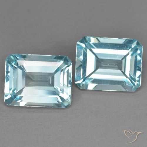 Gemme di Topazio Celeste naturale da 7.39 ct, Ottagonale / Taglio smeraldo, VS