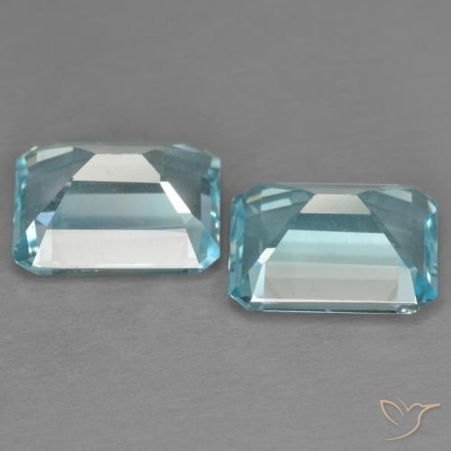 Gemme di Topazio Celeste naturale da 7.39 ct, Ottagonale / Taglio smeraldo, VS