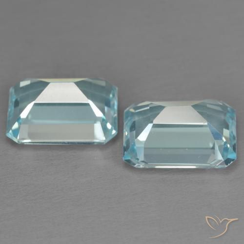 Gemme di Topazio Celeste naturale da 7.43 ct, Ottagonale / Taglio smeraldo, VS