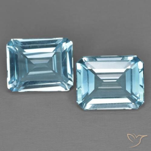 Gemme di Topazio Celeste naturale da 6.99 ct, Ottagonale / Taglio smeraldo, VVS-VS
