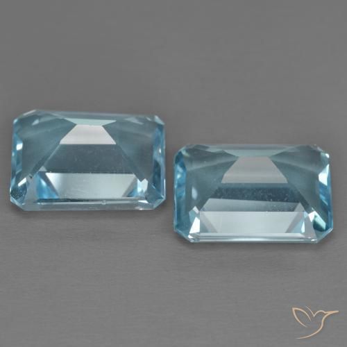Gemme di Topazio Celeste naturale da 6.99 ct, Ottagonale / Taglio smeraldo, VVS-VS