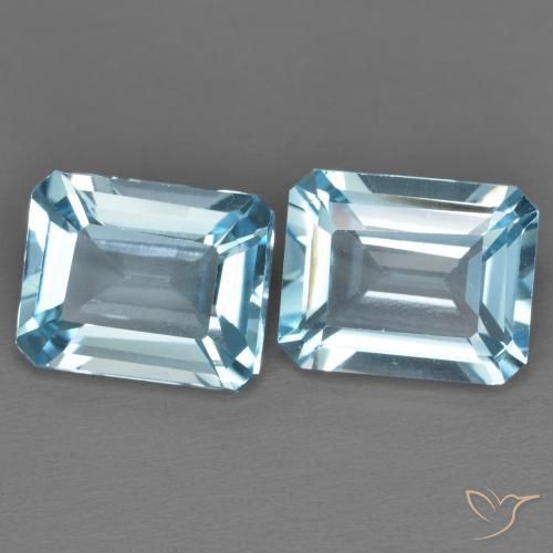 Gemme di Topazio Celeste naturale da 7.75 ct, Ottagonale / Taglio smeraldo, VVS-VS
