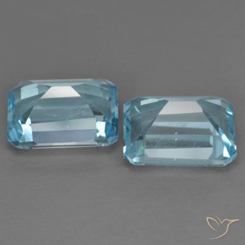 Gemme di Topazio Celeste naturale da 7.75 ct, Ottagonale / Taglio smeraldo, VVS-VS