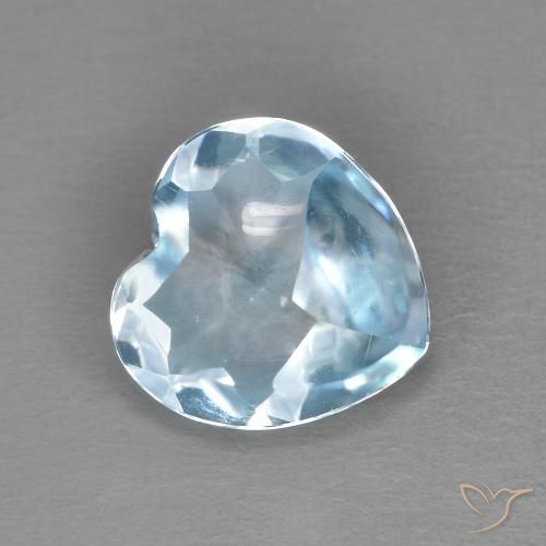 2.19ct Naturale Celeste Topazio, Cuore, Trasparente