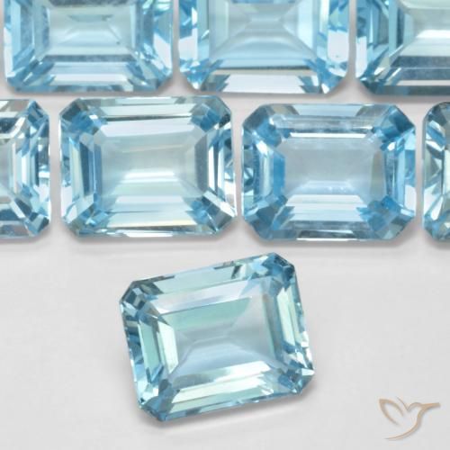 Topazio Blu svizzero naturale da 3.95 ct, Ottagonale / Taglio smeraldo, VVS-VS