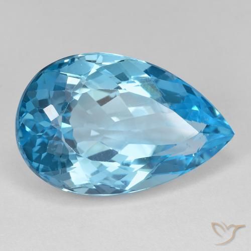 Topazio Celeste naturale da 26.23 ct, Forma a pera, VVS-VS