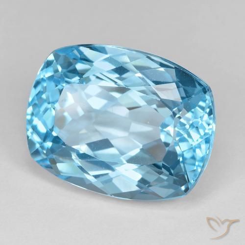 Topazio Celeste naturale da 25.71 ct, Cuscino, VVS-VS