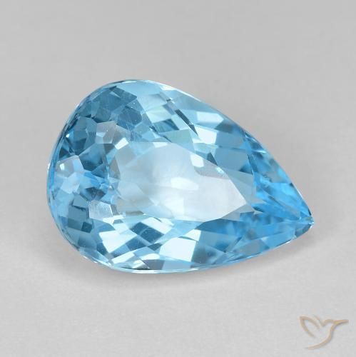 Topazio Celeste naturale da 12.05 ct, Forma a pera, VVS-VS