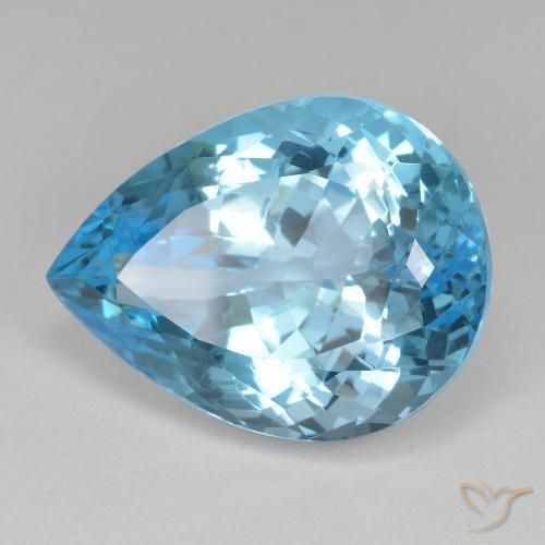 Topazio Blu svizzero naturale da 25.31 ct, Forma a pera, VVS-VS
