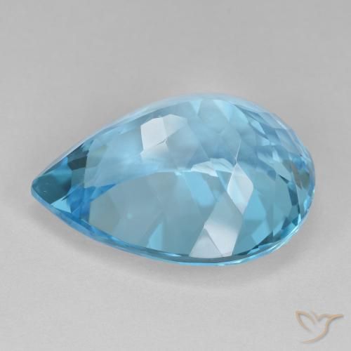 Topazio Blu svizzero naturale da 25.31 ct, Forma a pera, VVS-VS
