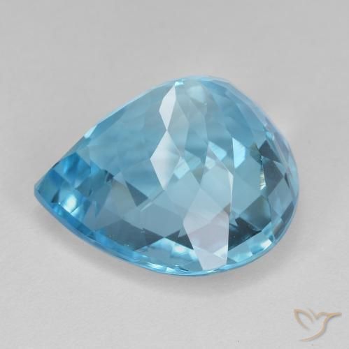 Topazio Blu svizzero naturale da 18.11 ct, Forma a pera, VVS-VS